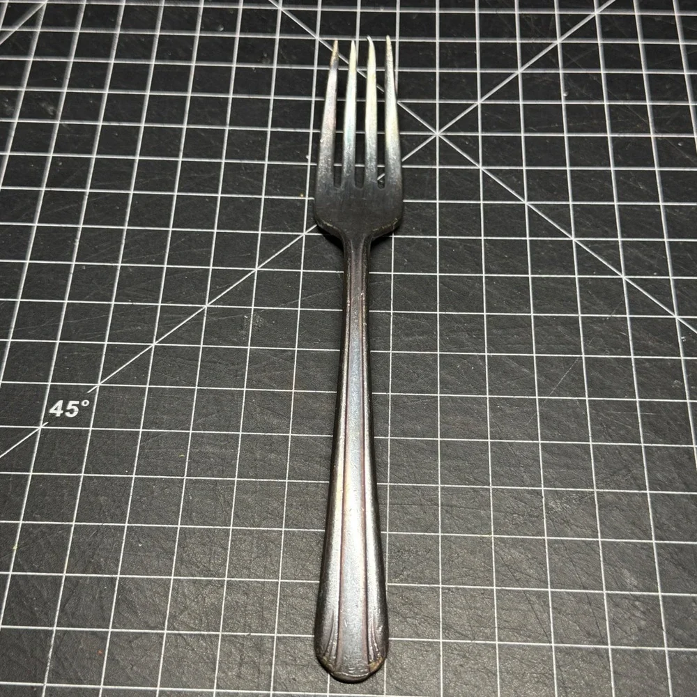 International Silver Co Triple Plate Clark's Dinner Fork Vintage Art Deco 7.5